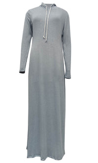 Women's Islamic Winter Hooded Grey Korean Woool Abaya