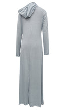 Women's Islamic Winter Hooded Grey Korean Woool Abaya