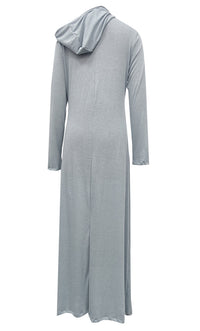 Women's Islamic Winter Hooded Grey Korean Woool Abaya