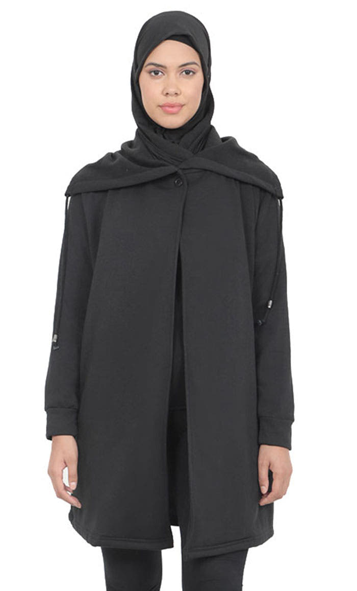 Fleece Extended Collar with Button Closure Shrug