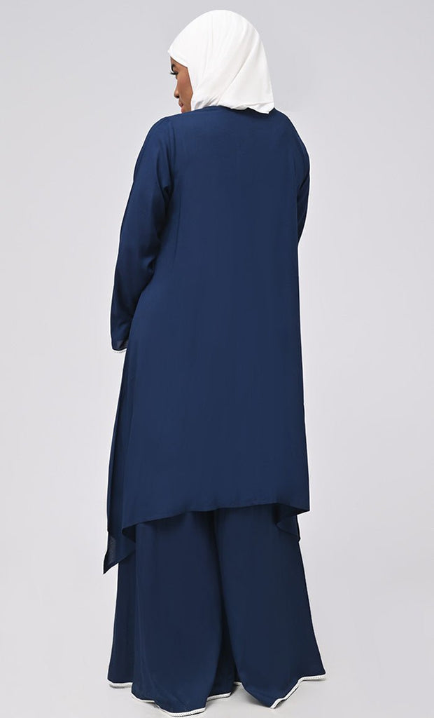 Al-Azraq Women's Islamic Embroidered Set With Hijab And Pockets - EastEssence.com