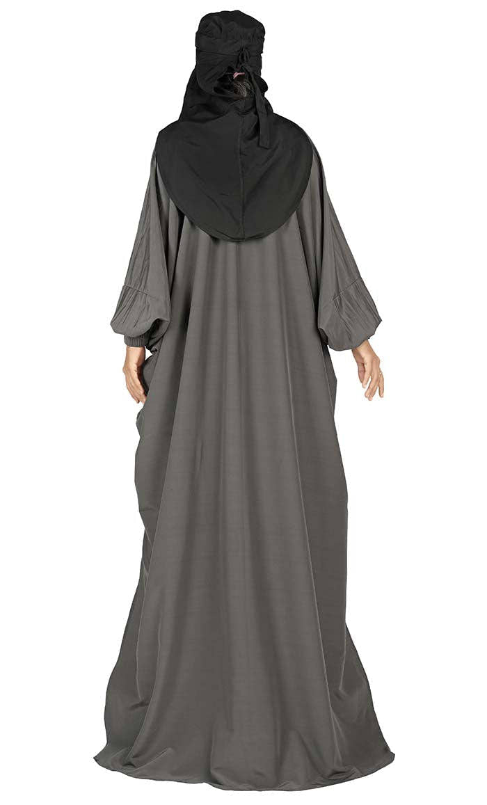 All Occasion Wear Grey And Black Niqabh, Burkha, Khimar And Lining Set - EastEssence.com