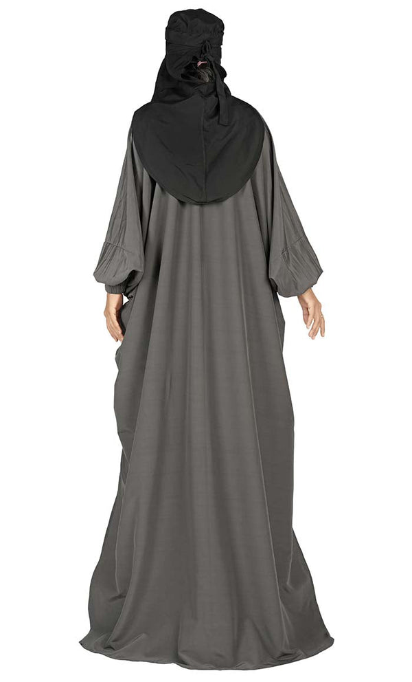 All Occasion Wear Grey And Black Niqabh, Burkha, Khimar And Lining Set - EastEssence.com