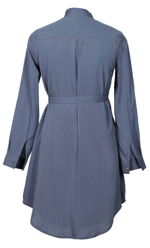 Amazing Half Waist Coat Style Button Down Grey Tunic - EastEssence.com