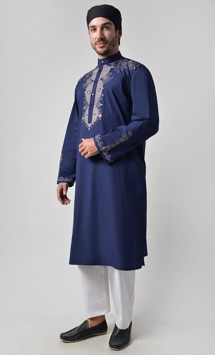 Ancient Motifs Embroidered Yoke Cotton Tunic