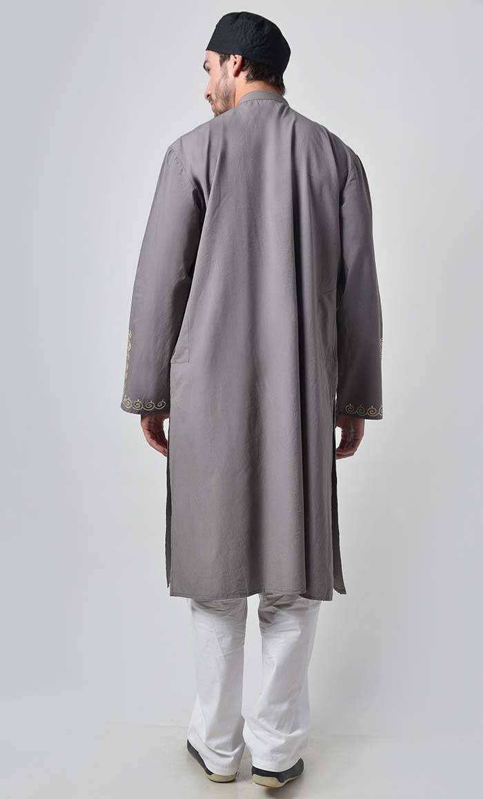 Ancient Motifs Embroidered Yoke Cotton Tunic - EastEssence.com