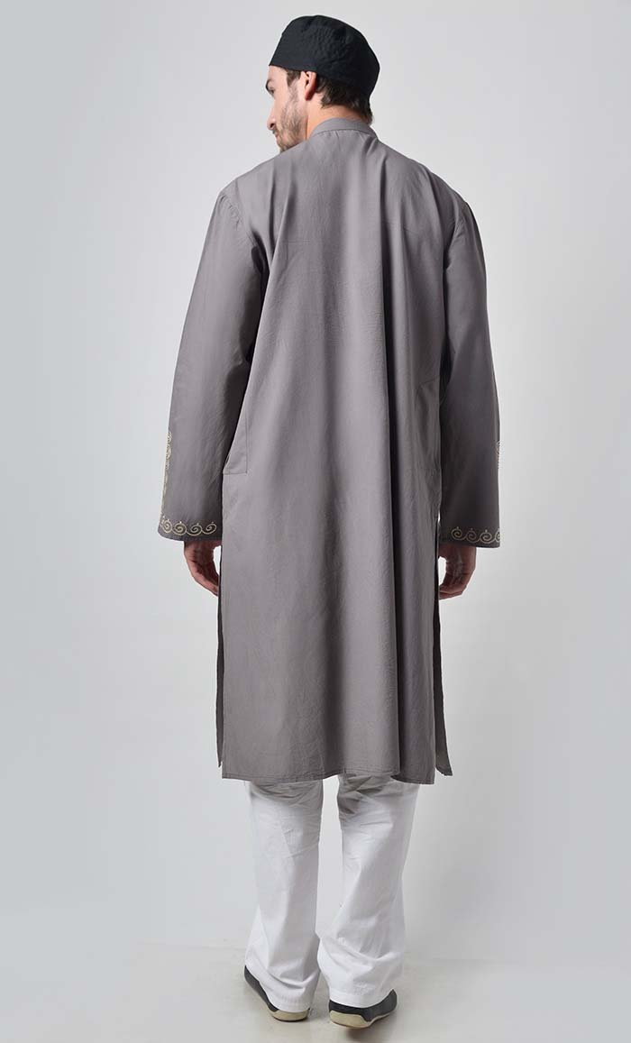 Ancient Motifs Embroidered Yoke Cotton Tunic - EastEssence.com