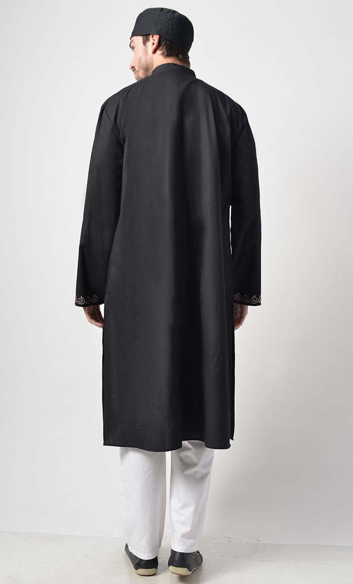 Ancient Motifs Embroidered Yoke Cotton Tunic - EastEssence.com