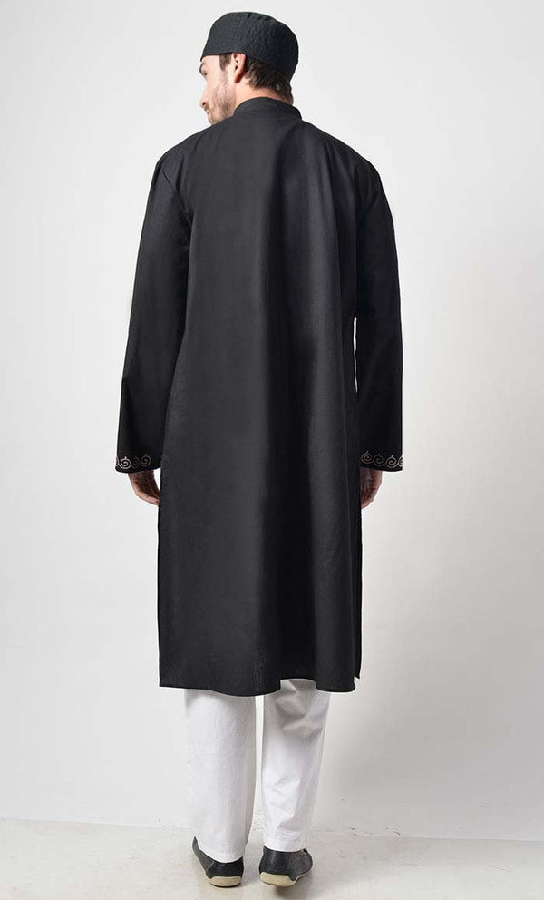 Ancient Motifs Embroidered Yoke Cotton Tunic - EastEssence.com