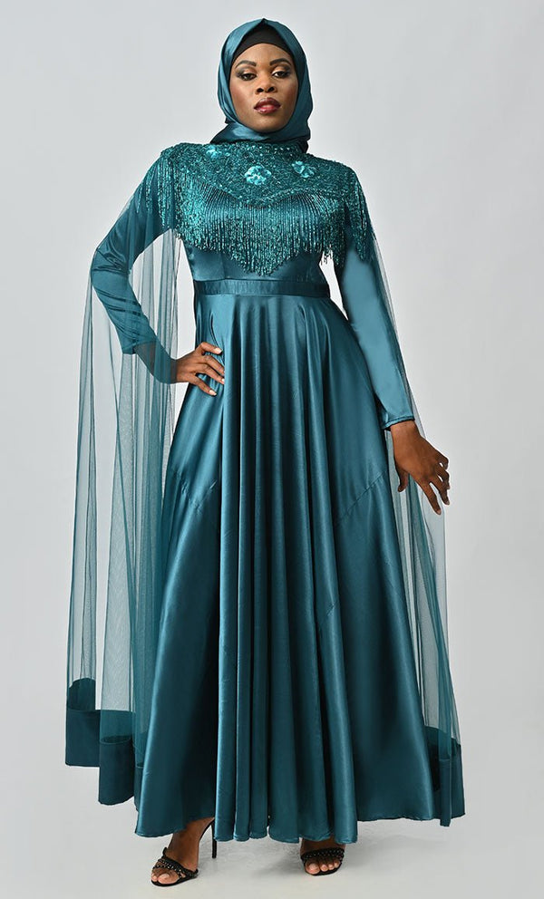 formal abaya dress Abaci Modest Formal Cape Dress 13165 Pink