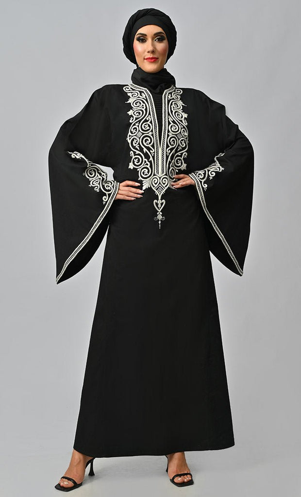 Arabic Beautiful Dori Work Detailing Abaya With Pockets - EastEssence.com