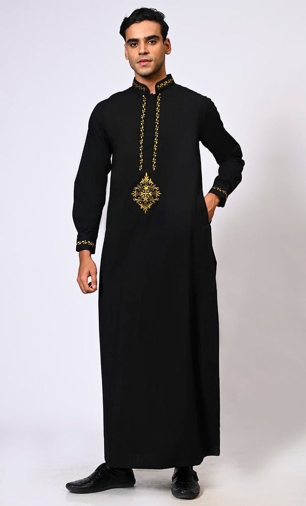 Men's Black Thobe Crafted