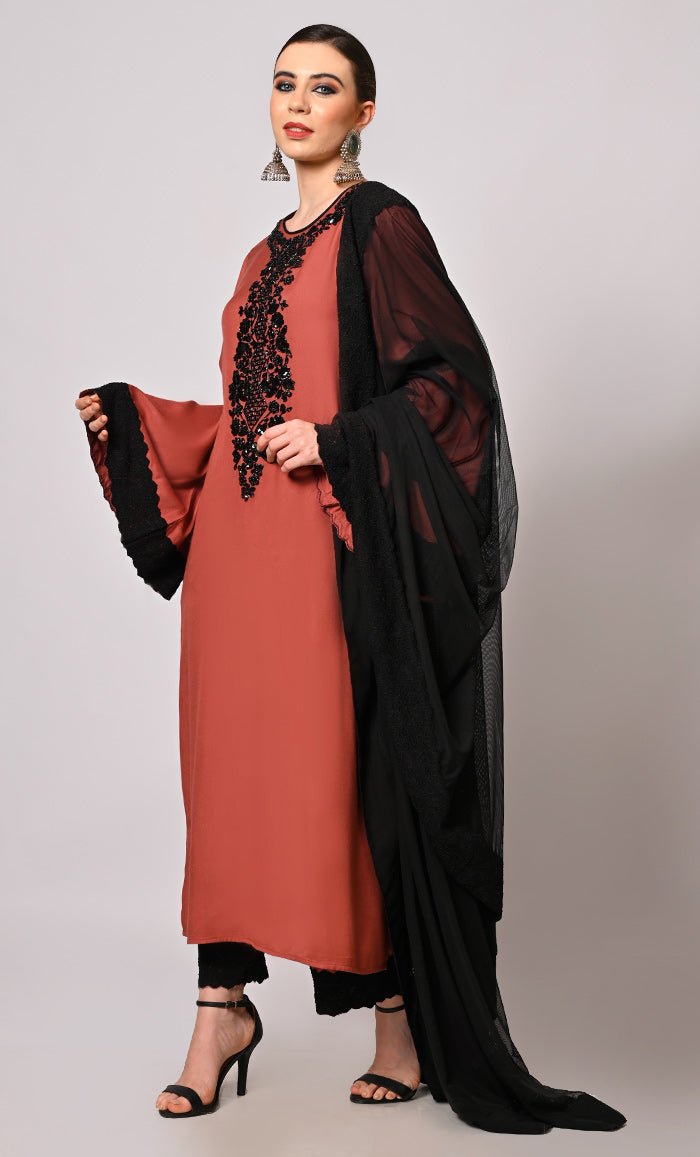Hand Embroidered Root Bear Salwar Kameez Set