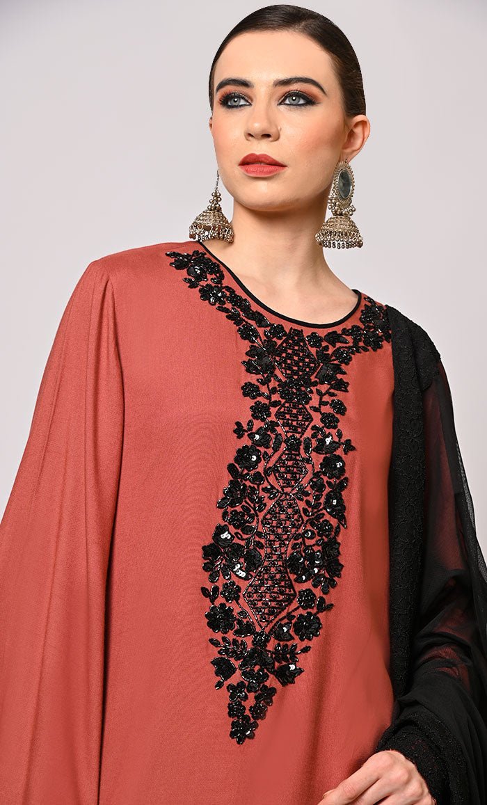 Hand Embroidered Root Bear Salwar Kameez Set