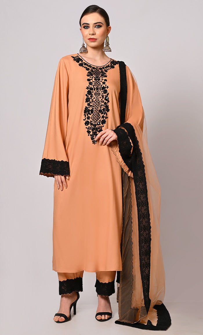 Hand Embroidered Burlwood Salwar Kameez Set