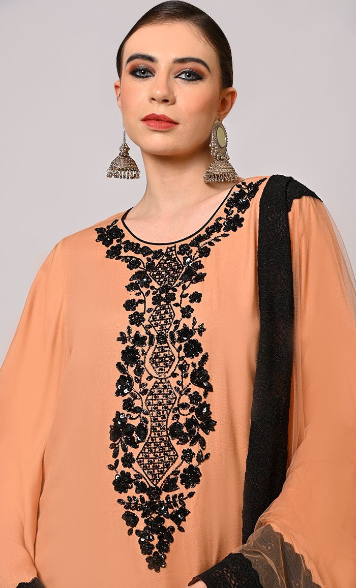 Hand Embroidered Burlwood Salwar Kameez Set