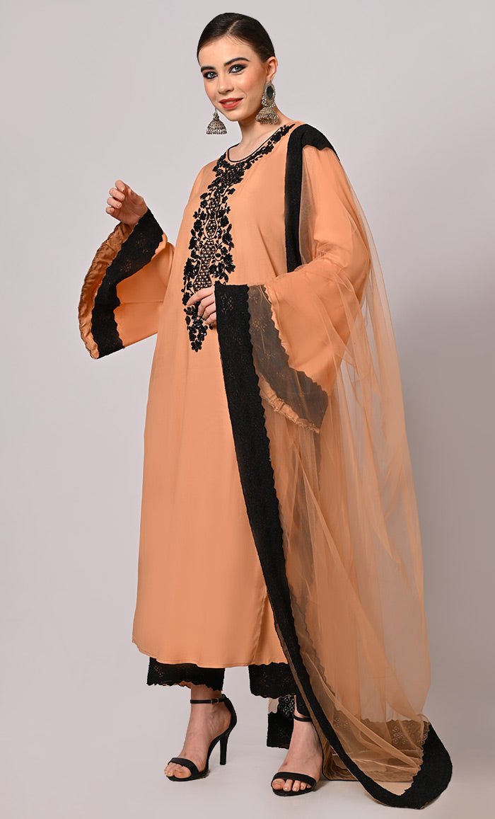 Hand Embroidered Burlwood Salwar Kameez Set