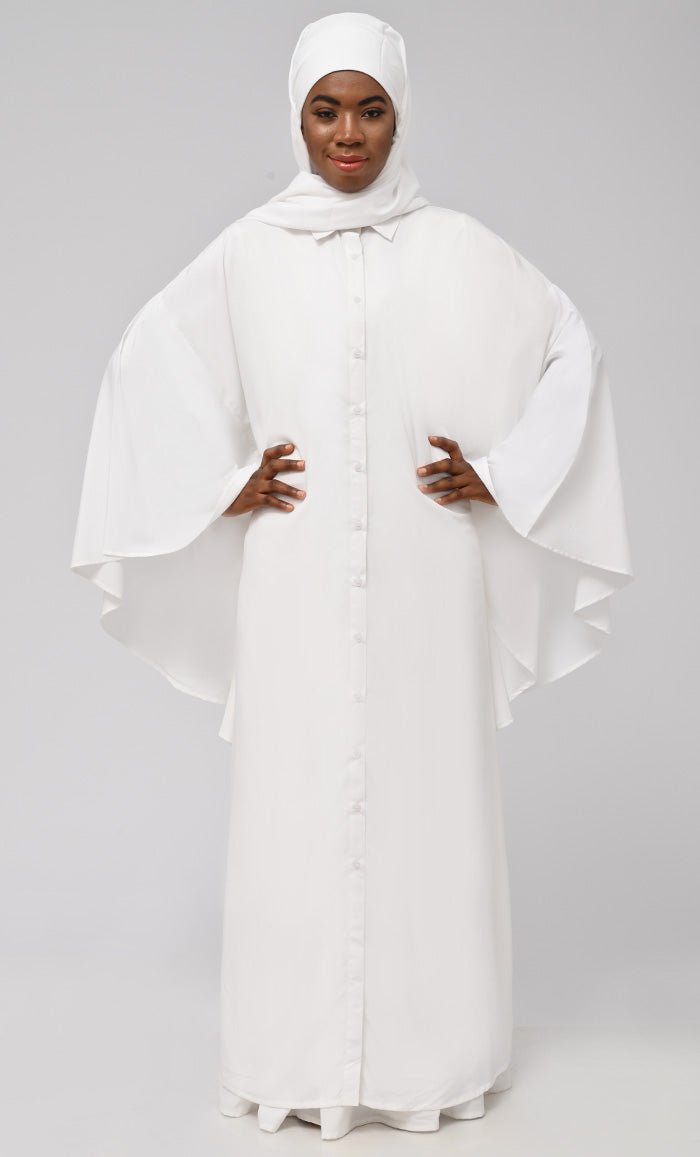 Asr Modest Button Down Kaftan Style Prayer Dress For Women (2Pc+H) - EastEssence.com