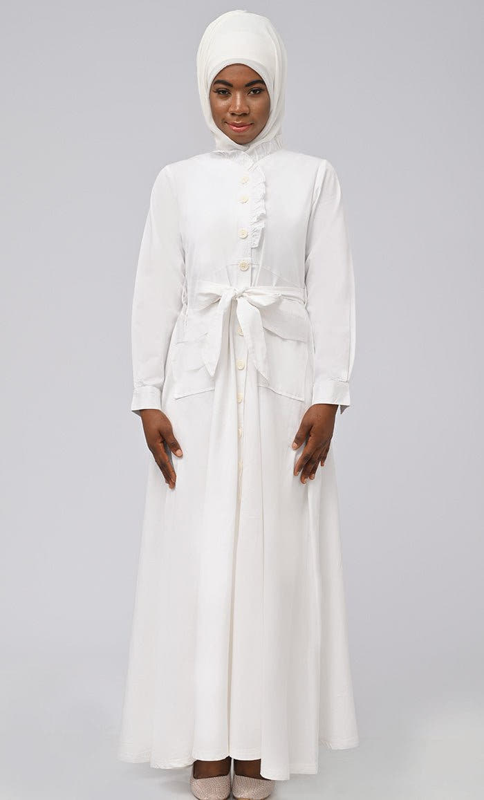Asr Modest Twill Button-Down Prayer Dress for Women