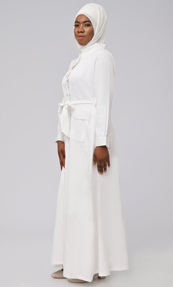 Asr Modest Twill Button Down Prayer Dress For Women