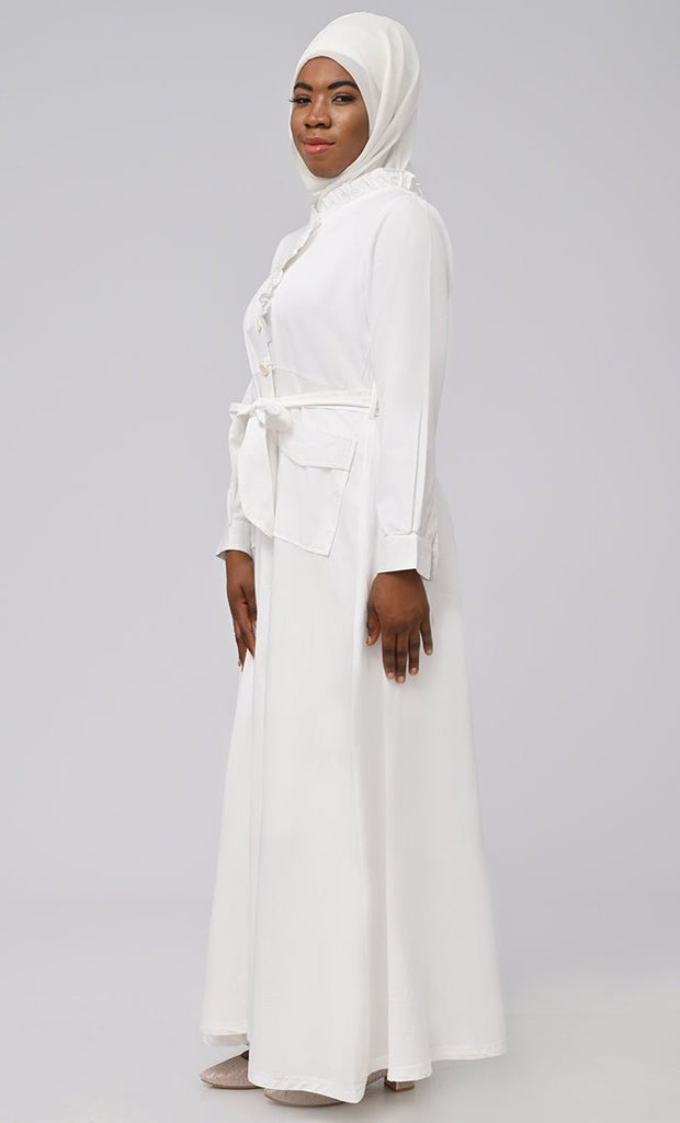 Asr Modest Twill Button Down Prayer Dress For Women - EastEssence.com
