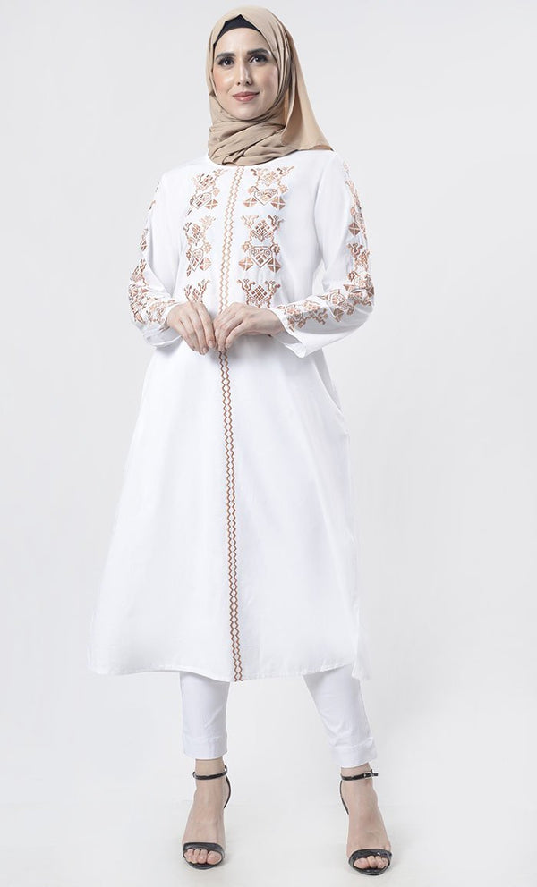 Astonishing Geometric Embroidered Tunic - EastEssence.com