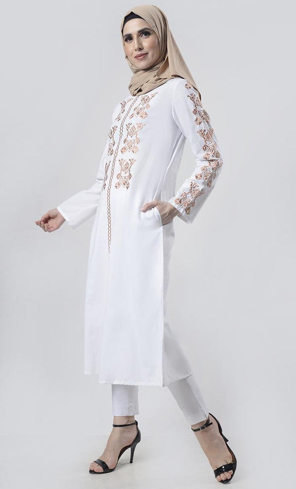 Astonishing Geometric Embroidered Tunic - EastEssence.com