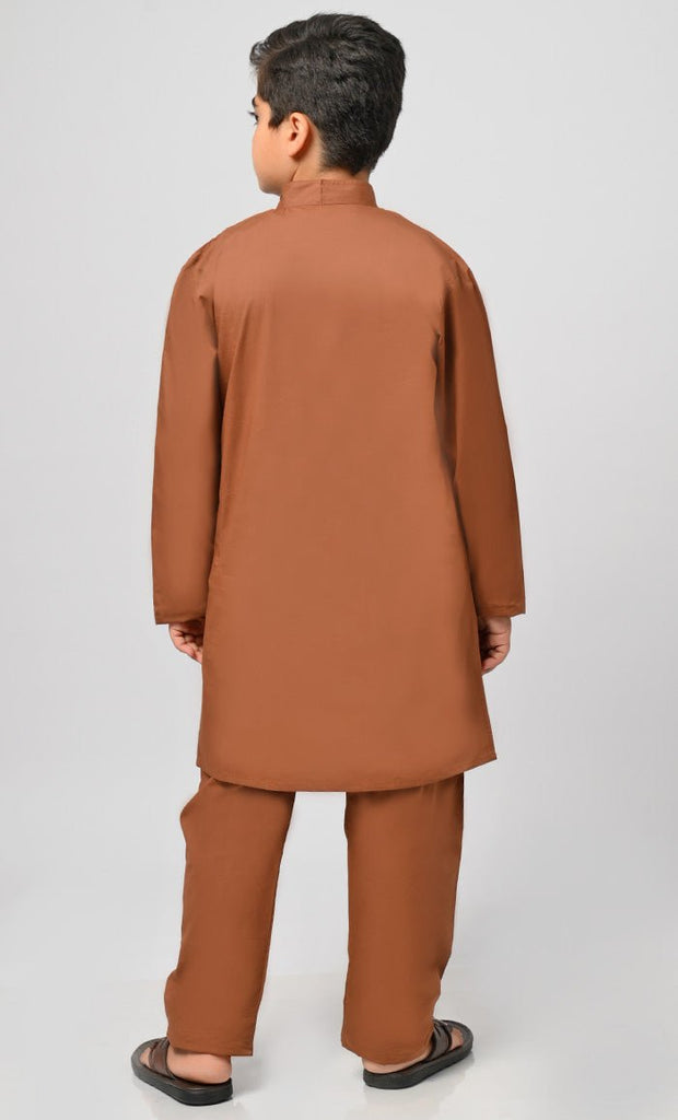 Ayaan Muslim Boys Poplin Kurta Pajama Set - EastEssence.com