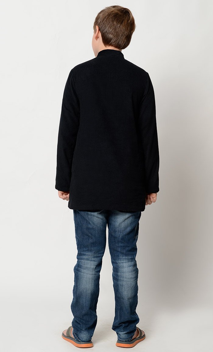 Basic black zip open tunic - EastEssence.com