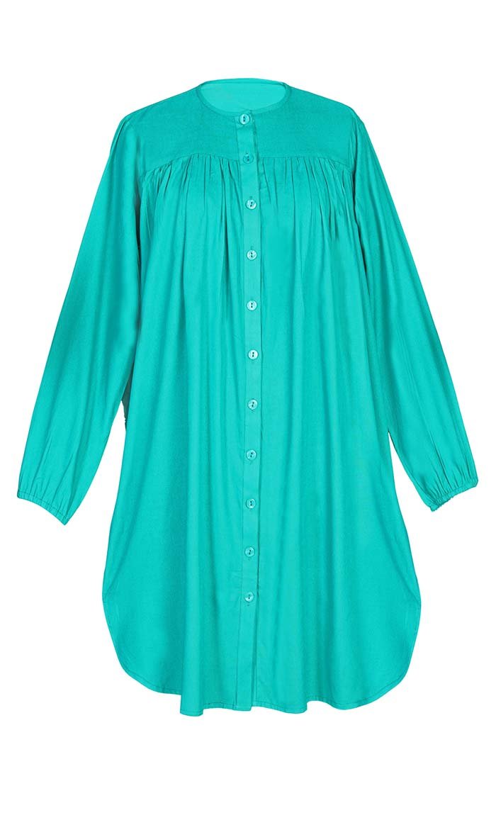 Basic Comfortable Rayon Button-Down Tunic with Pockets