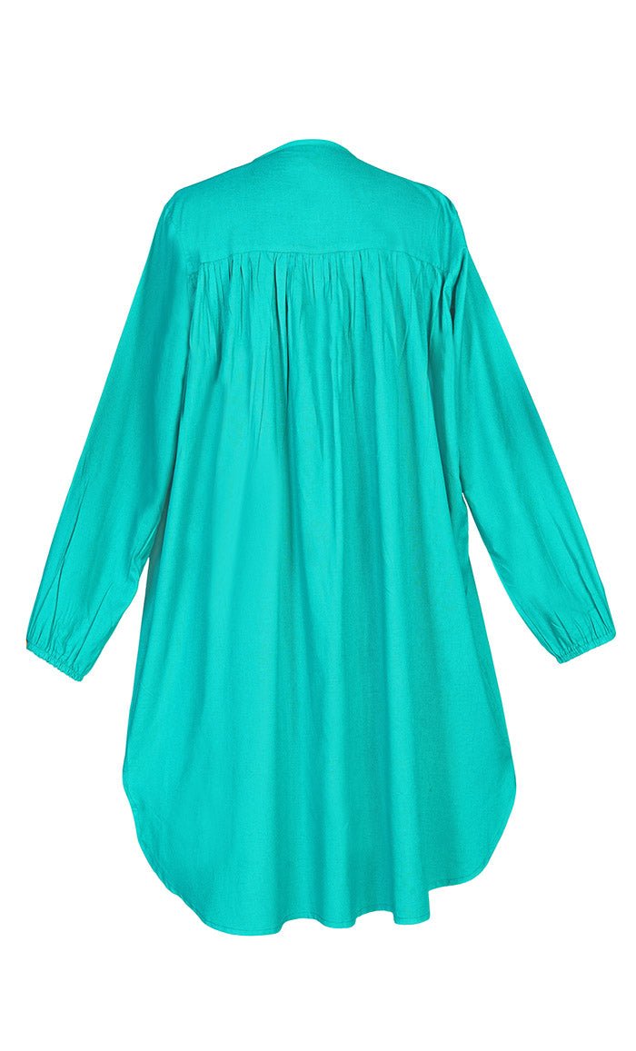 Basic Comfortable Rayon Button Down Tunic With Pockets - EastEssence.com
