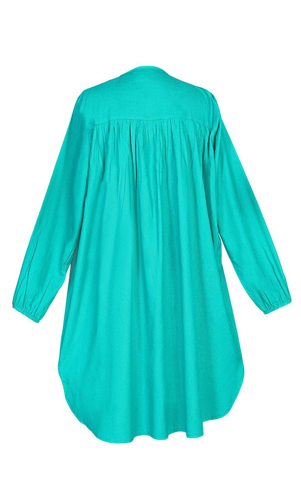 Basic Comfortable Rayon Button Down Tunic With Pockets - EastEssence.com