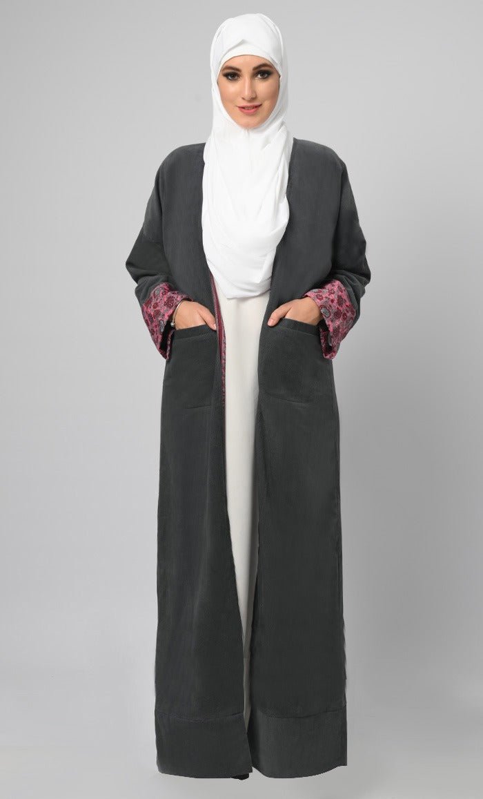 Basic Corduroy Inner Printed Shrug