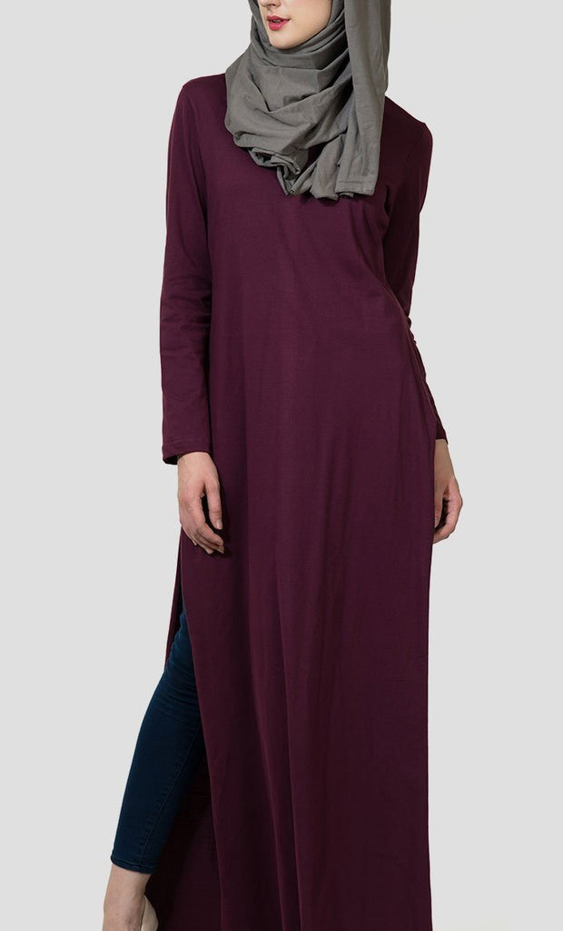 Basic Double Side Slit Detail Everyday Abaya Dress - EastEssence.com