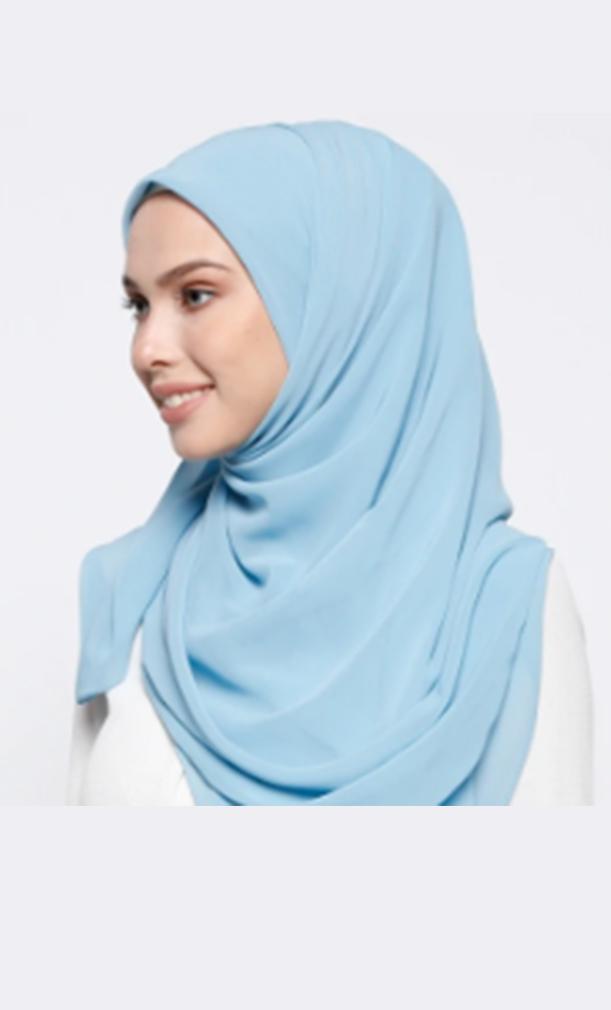 Basic Everyday Wear Georgette Hijab Stole - Light Blue - EastEssence.com