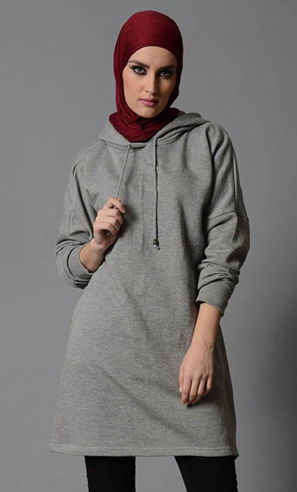 Basic Extra Long Loose Hoodie - EastEssence.com