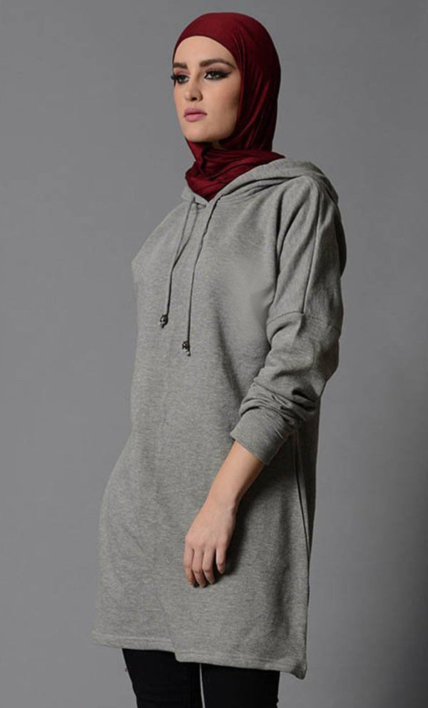 Basic Extra Long Loose Hoodie - EastEssence.com