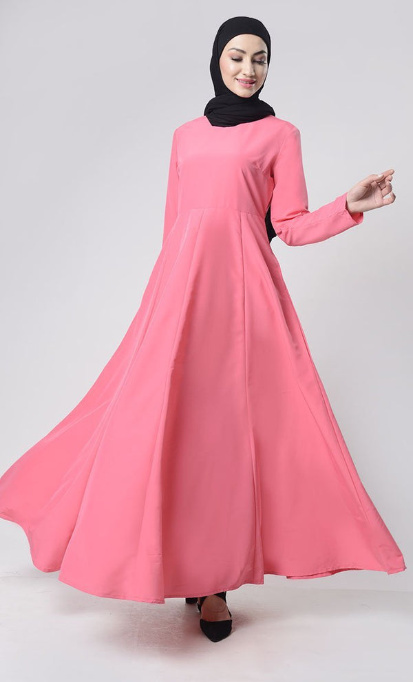 Basic Front Box Pleat Abaya With Pockets - EastEssence.com