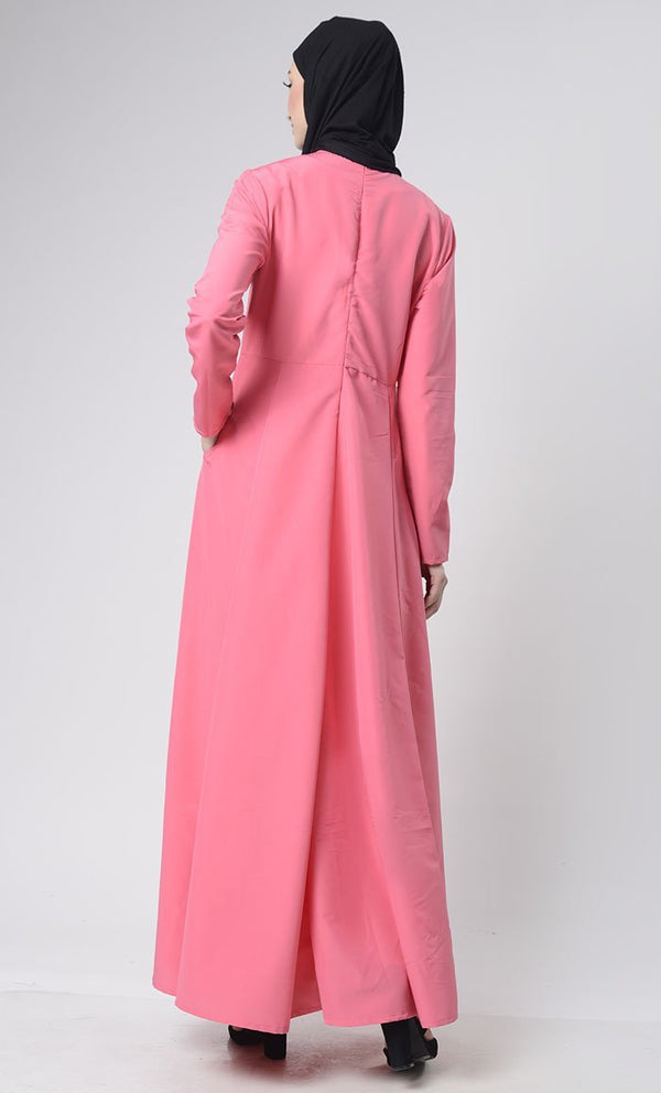 Basic Front Box Pleat Abaya With Pockets - EastEssence.com