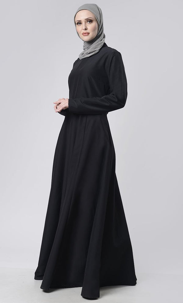Basic Front Box Pleat Abaya With Pockets - EastEssence.com