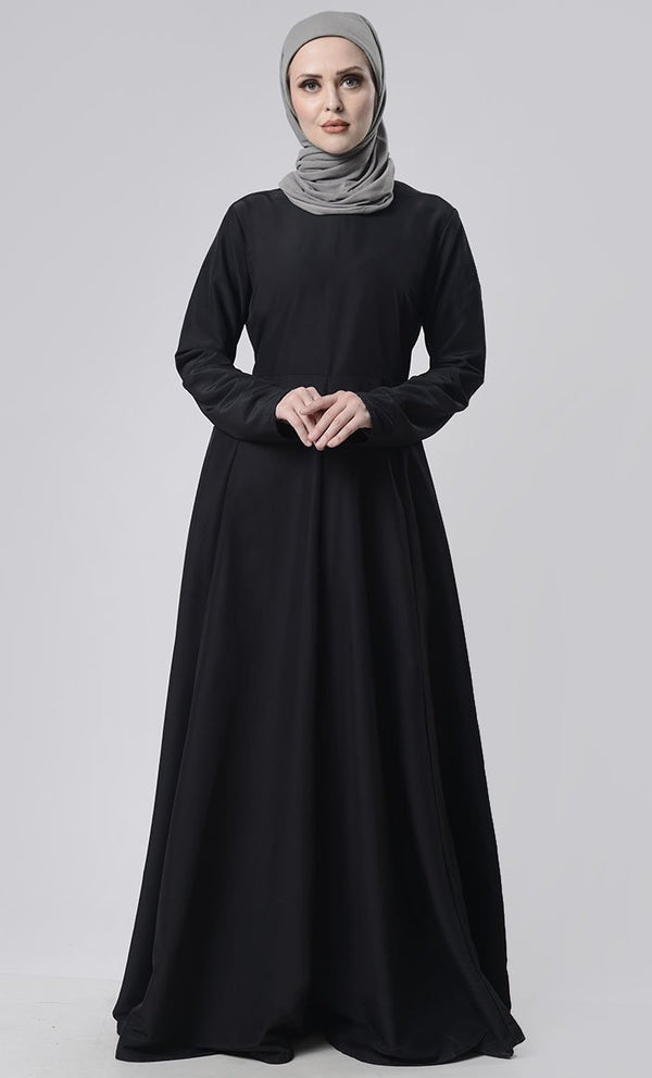 Basic Front Box Pleat Abaya With Pockets - EastEssence.com