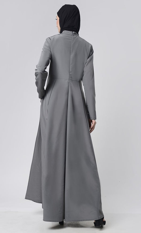 Basic Front Box Pleat Abaya With Pockets - EastEssence.com