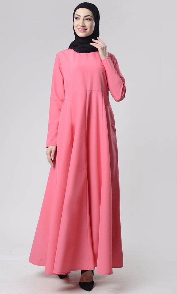 Basic Front Box Pleat Abaya With Pockets - EastEssence.com