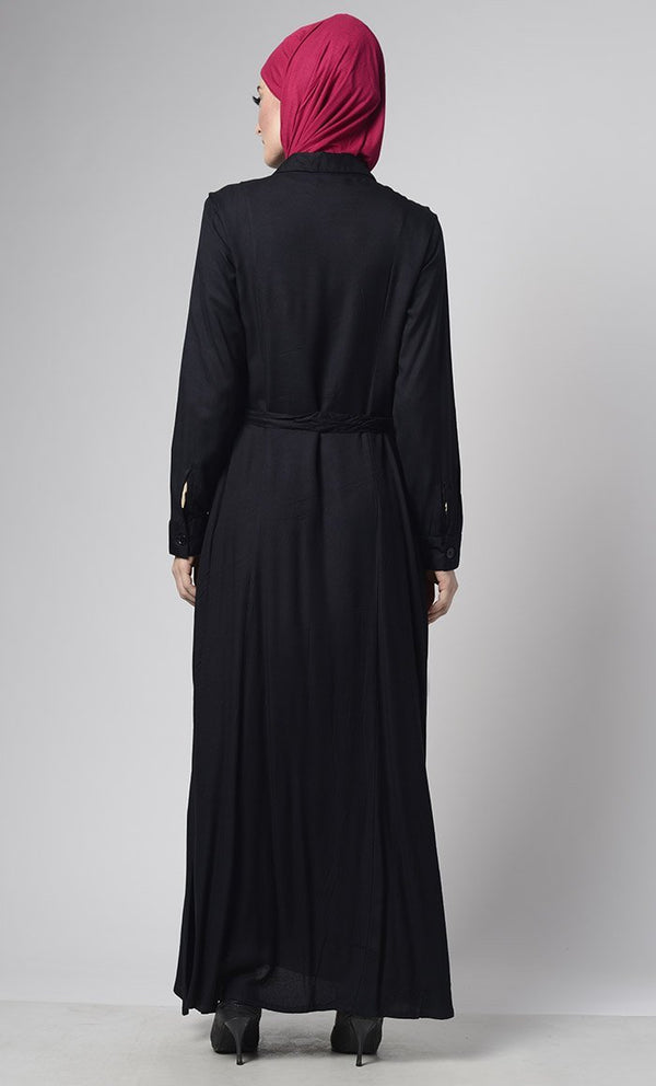Basic Front Open Everyday Modest Abaya Dress - EastEssence.com