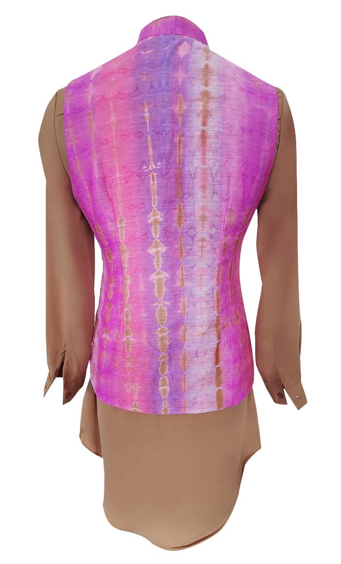 Basic Light Digital Printed Waist Coat Style Jacket With Contrasted Tunic - EastEssence.com
