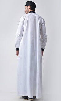 Basic Men's Comfy Thobe With Rib Cuff & Pockets - EastEssence.com