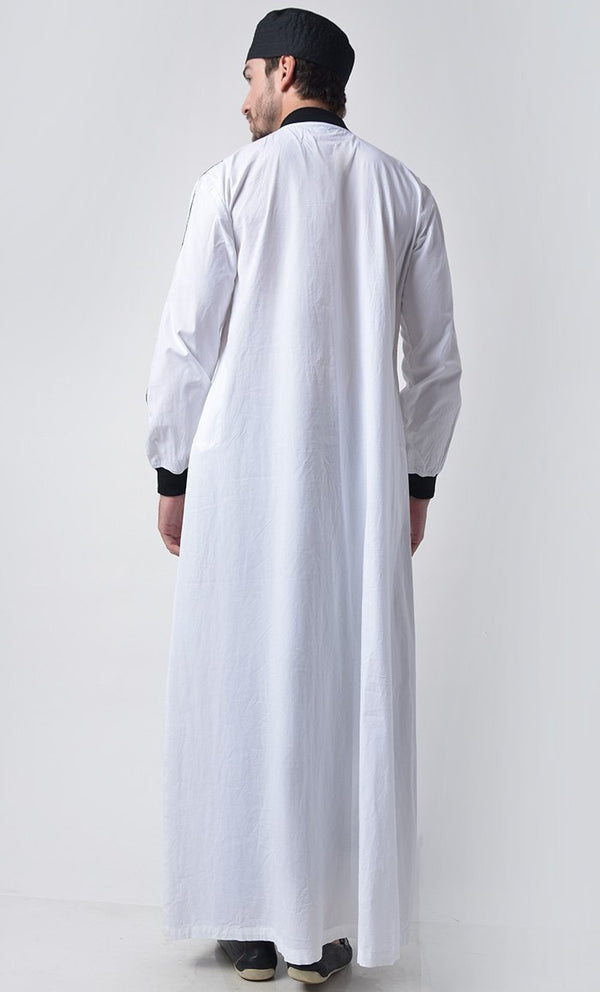 Basic Men's Comfy Thobe With Rib Cuff & Pockets - EastEssence.com