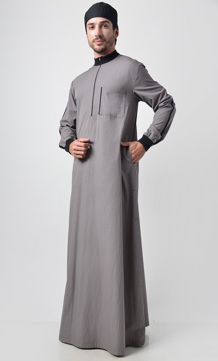 Grey Basic Men's Comfy Thobe