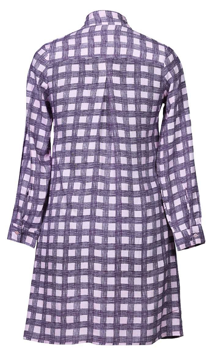 Basic Pink Check Printed Button Down Tunic - EastEssence.com