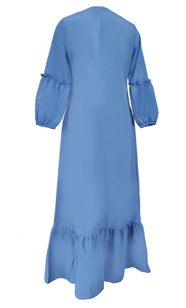 Basic Regetta Kashibo Ruffel Detailing Sleeves Abaya - EastEssence.com